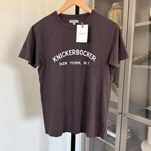 Knickerbocker New York Core Logo Brown T-Shirt S NEW Short Sleeve Cotton Tee NYC
